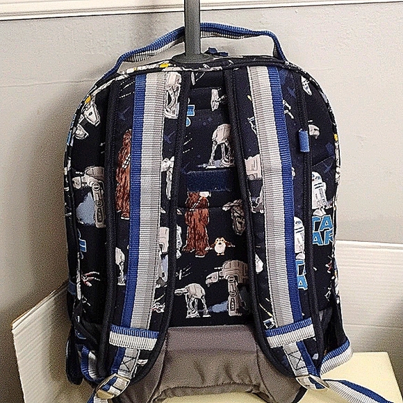 Star Wars x Pottery Barn Kids Blue Grey Rolling Backpack Bookbag 20" Hi Preloved - Picture 4 of 11